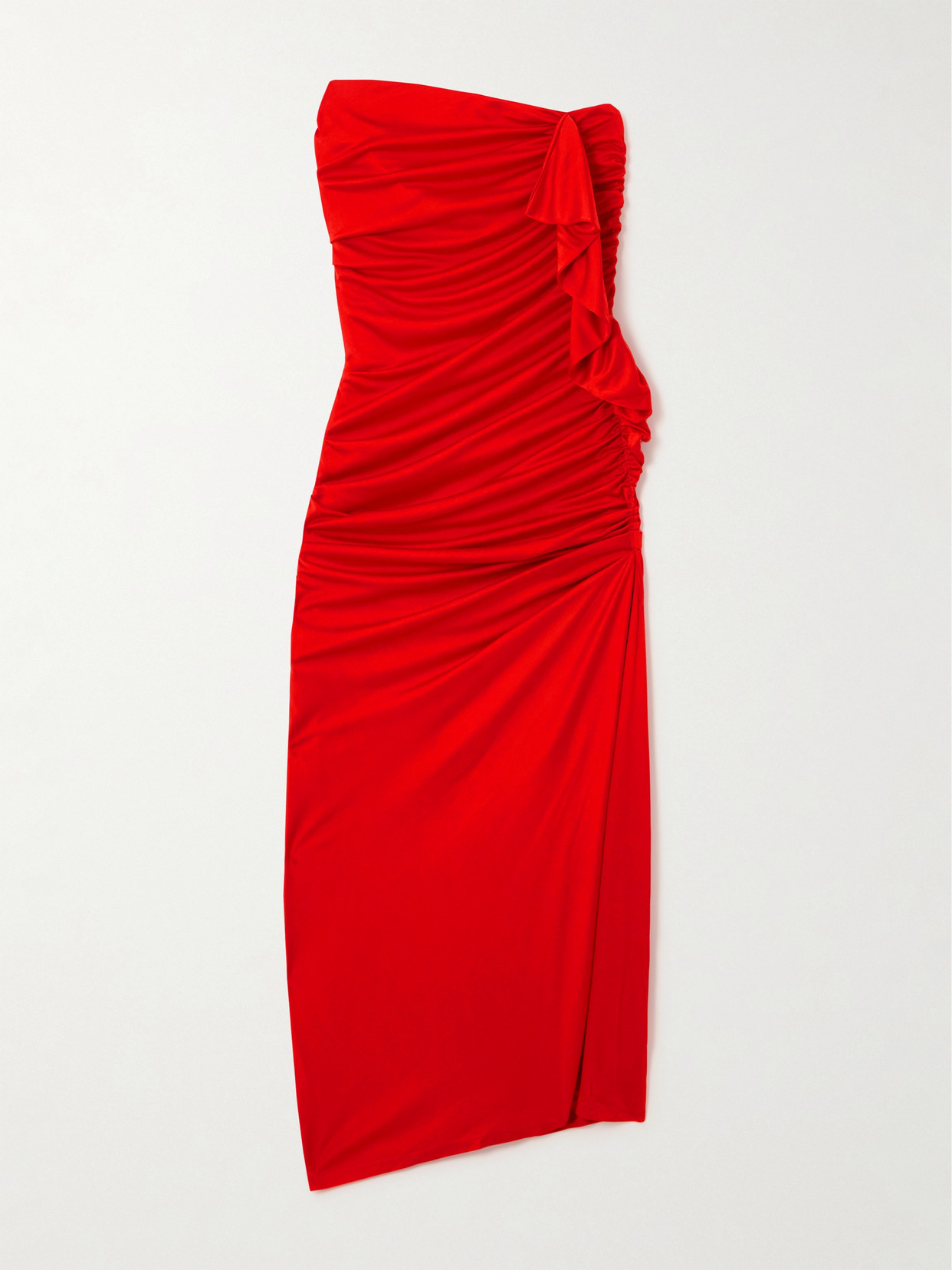 Az Factory Off-the-shoulder Ruffled Jersey Midi Dress In Red