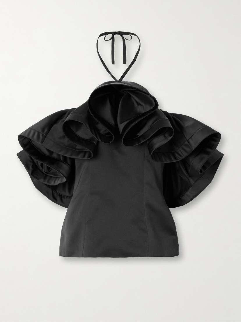 AZ Factory Asa Ruffled Satin Halterneck Top