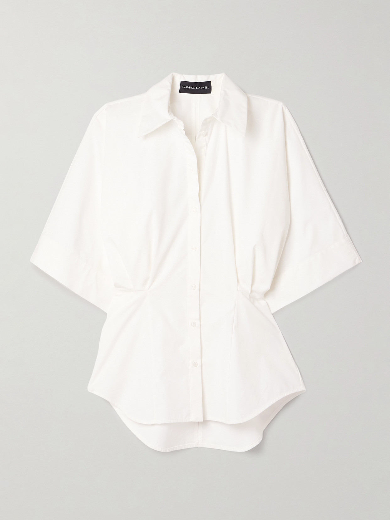 Brandon Maxwell - The Elsa Cutout Pleated Cotton-poplin Shirt - White
