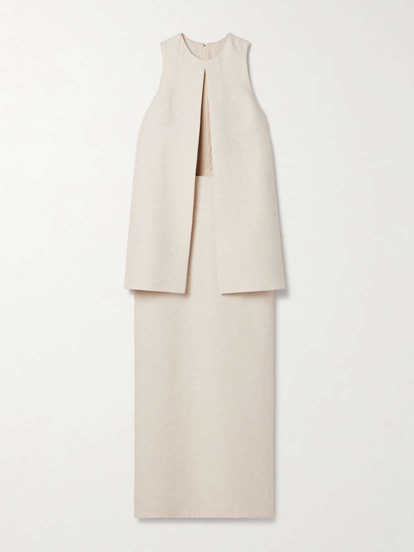 Brandon Maxwell The Astrid Cutout Layered Woven Midi Dress