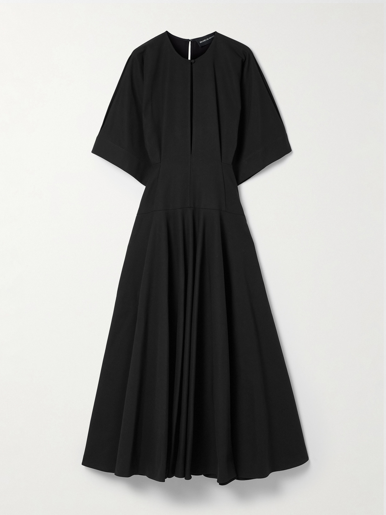 Brandon Maxwell - The Darcy Cutout Pleated Cotton Midi Dress - Black
