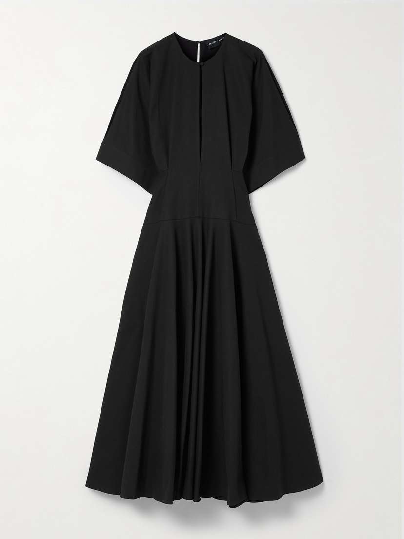 Brandon Maxwell The Darcy Cutout Pleated Cotton Midi Dress