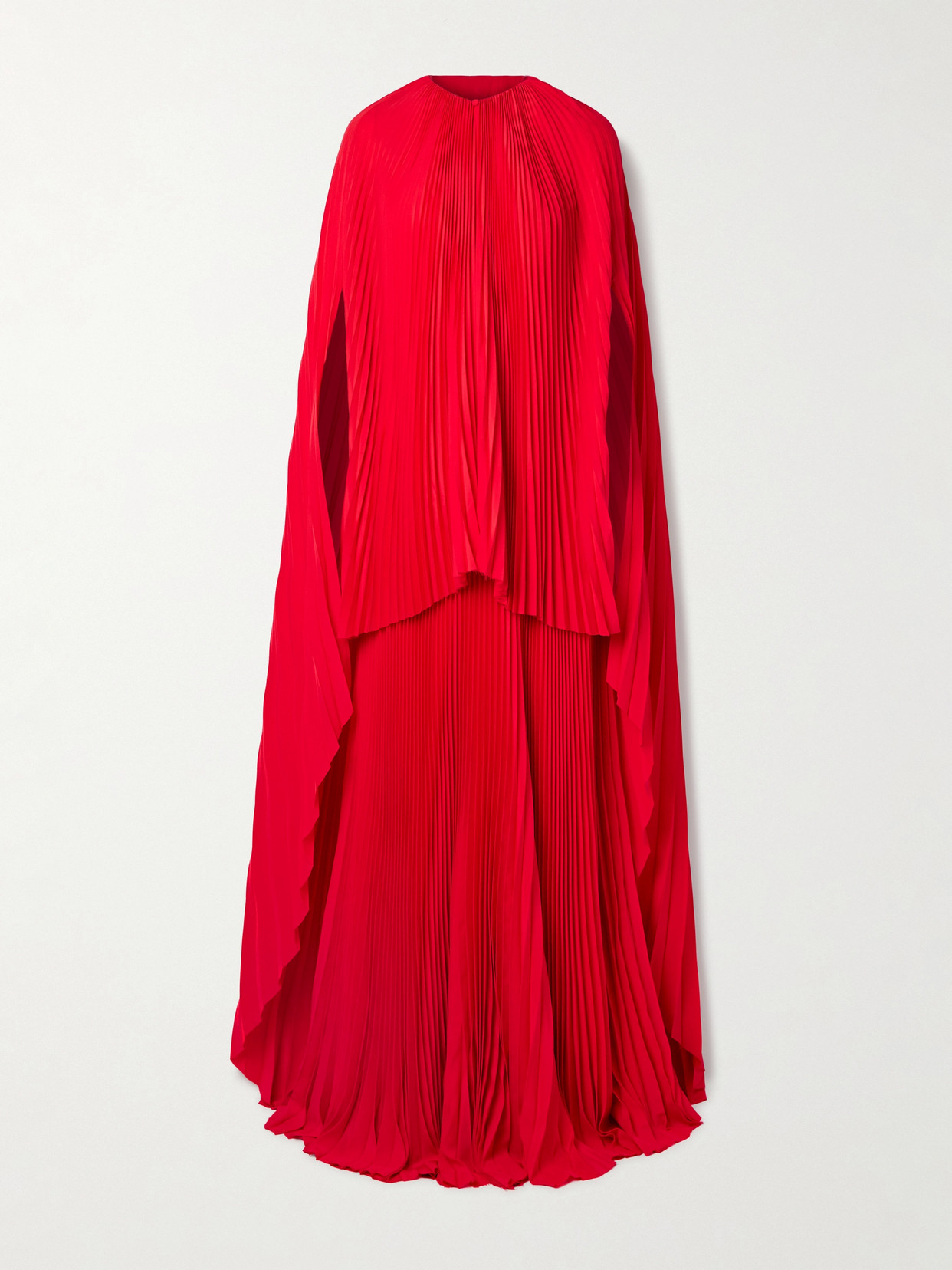 Brandon Maxwell - The Willow Cape-effect Plissé-silk Crepe De Chine Gown - Red