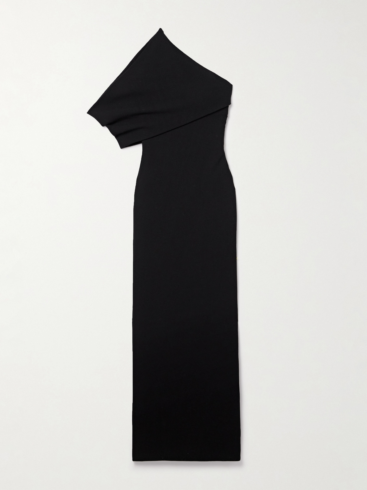 Brandon Maxwell - The Romee One-shoulder Draped Wool-crepe Gown - Black