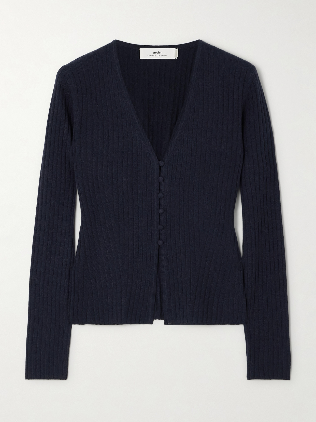 Arch4 New Cami Ribbed Cashmere Cardigan In Blue
