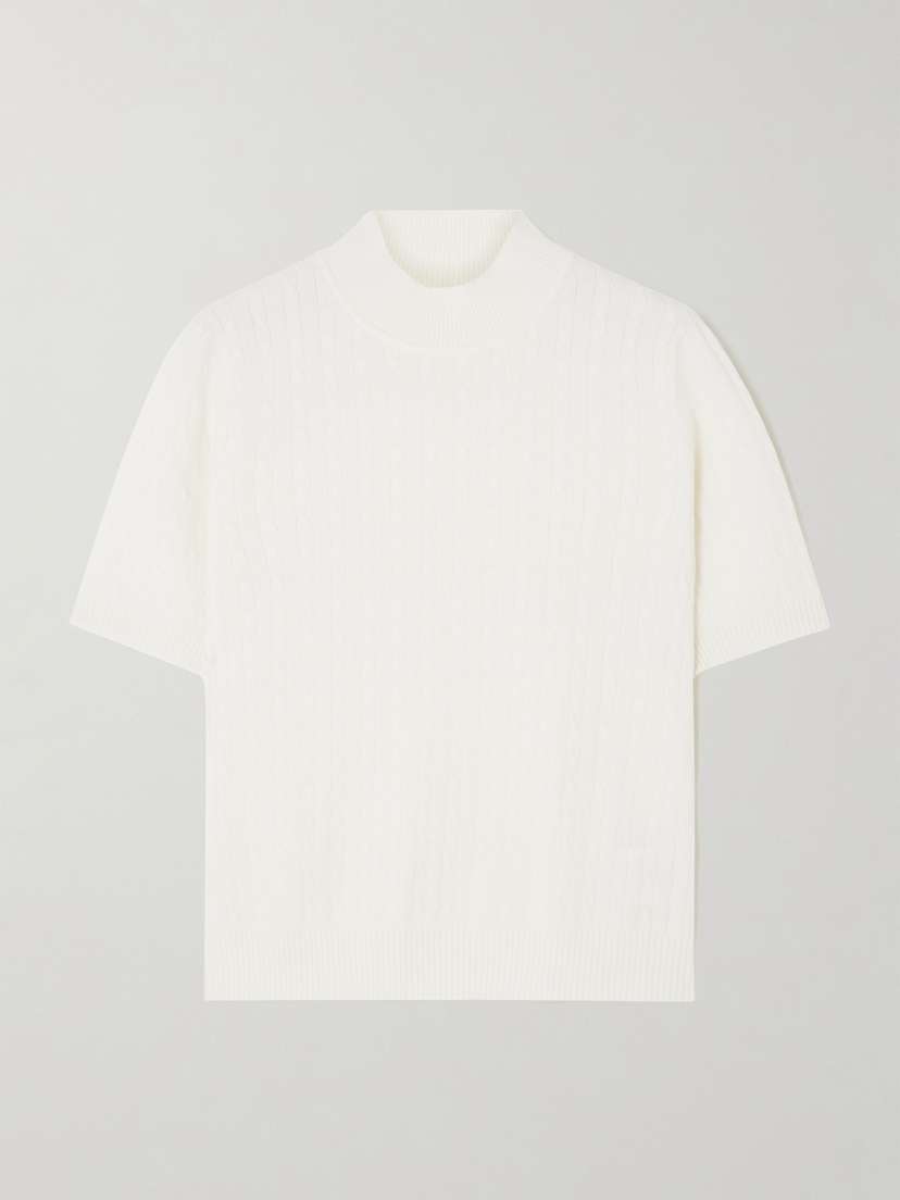 Arch4 April Cable-knit Cashmere Turtleneck Top