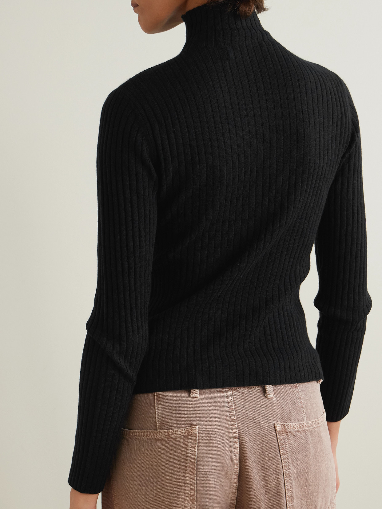 Arch4 Ariana Ribbed Turtleneck Cashmere Sweater In Black