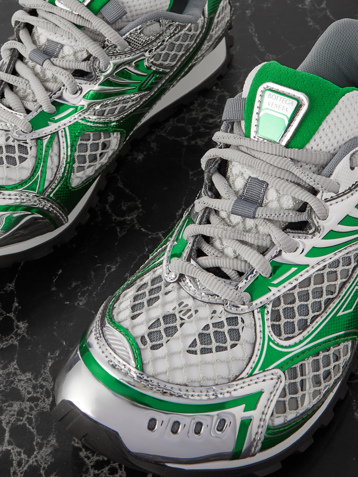 Orbit Metallic Rubber, Mesh And Fishnet Sneakers
