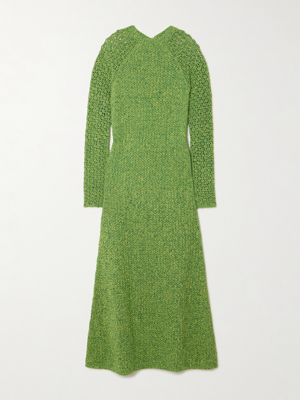 ESCVDO - Open-back Crocheted Cotton Midi Dress - Green