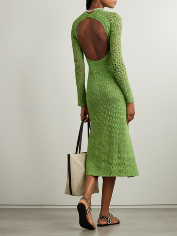 ESCVDO Open-back crocheted cotton midi dress