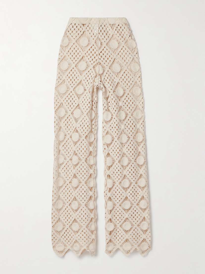 SARA CRISTINA Playa Crocheted Cotton Straight-leg Pants -  - x large