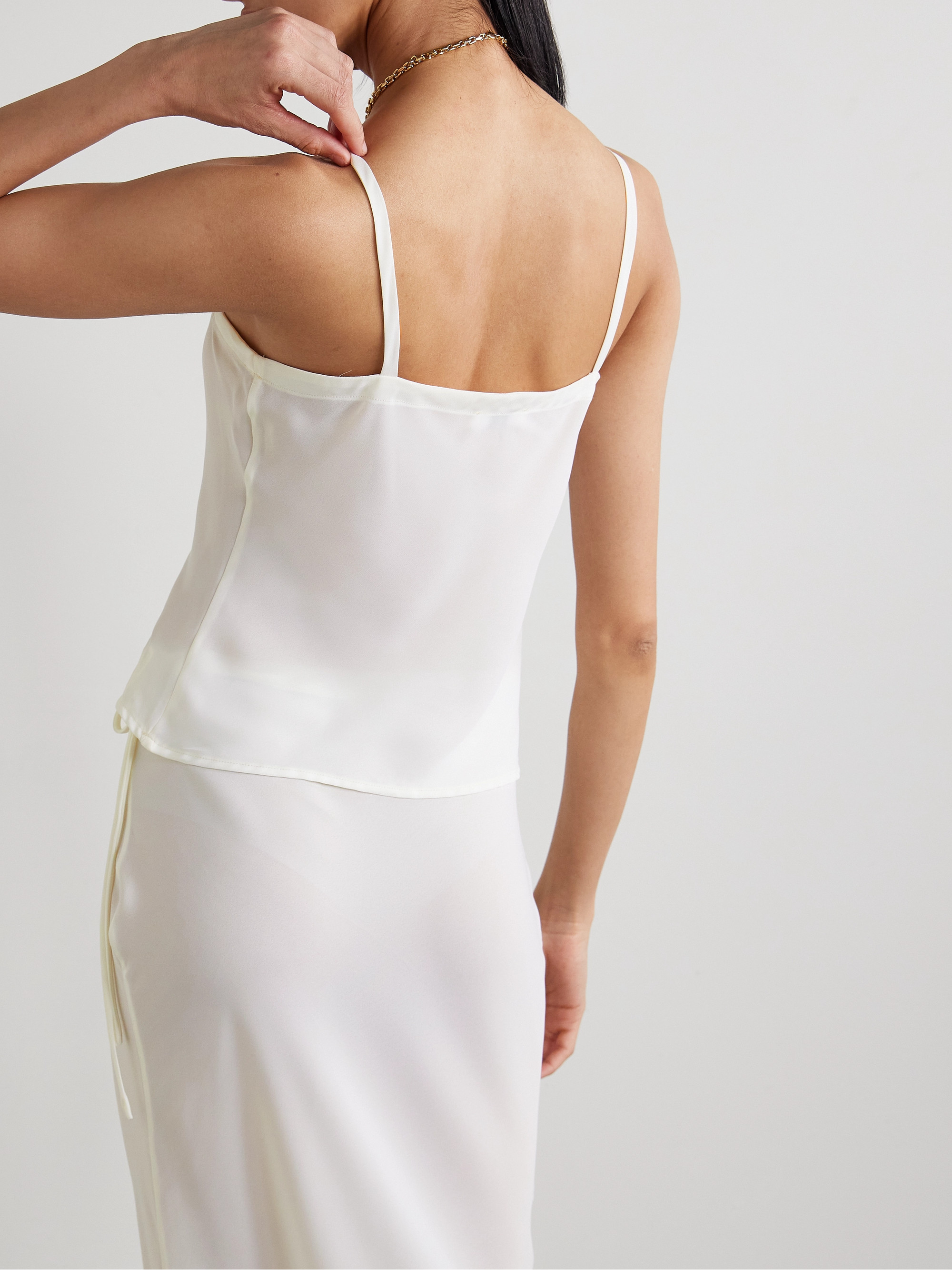 SARA CRISTINA Ola pearl-embellished recycled crepe de chine camisole