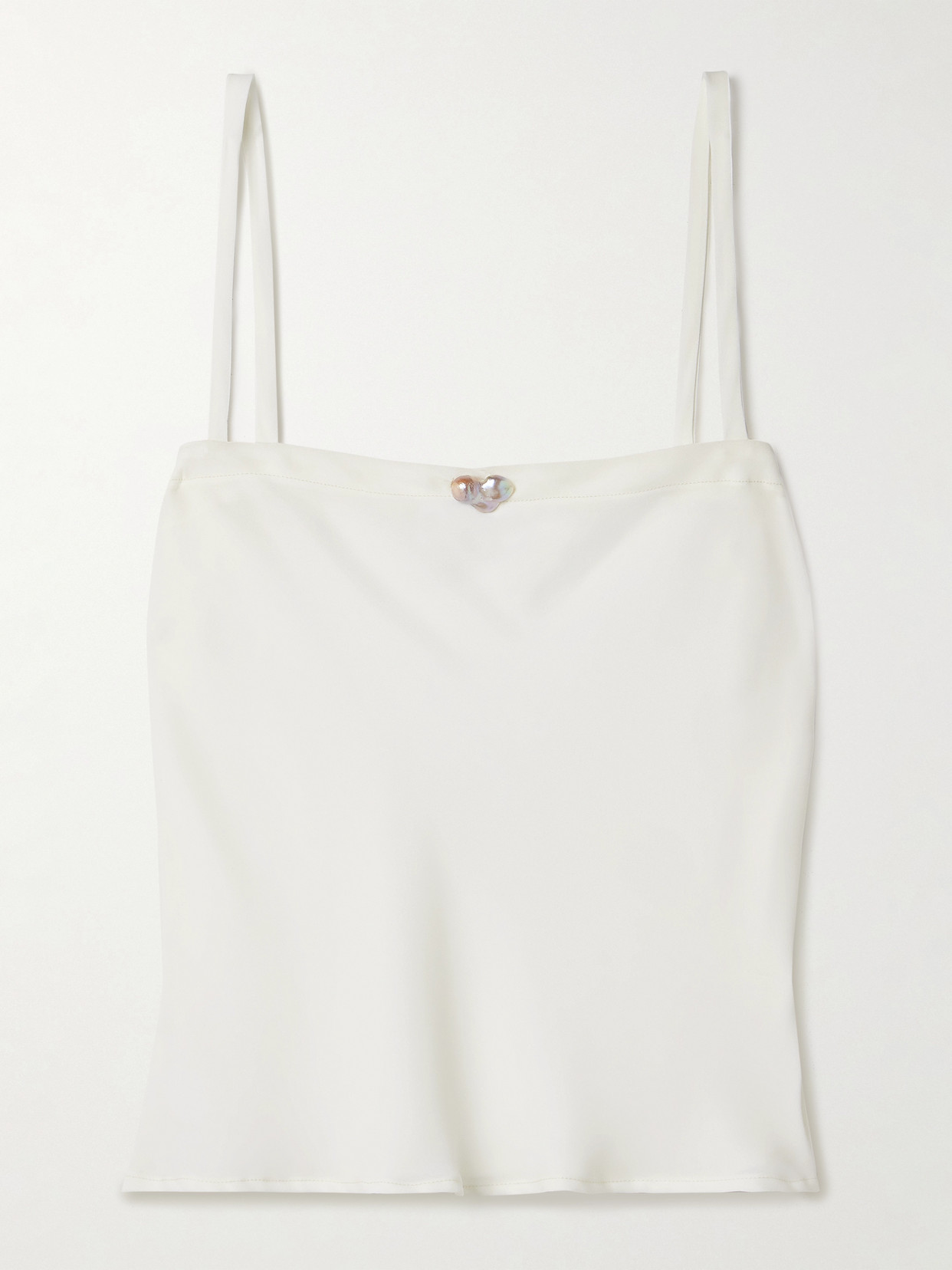 Sara Cristina Ola Pearl-embellished Recycled Crepe De Chine Camisole In White