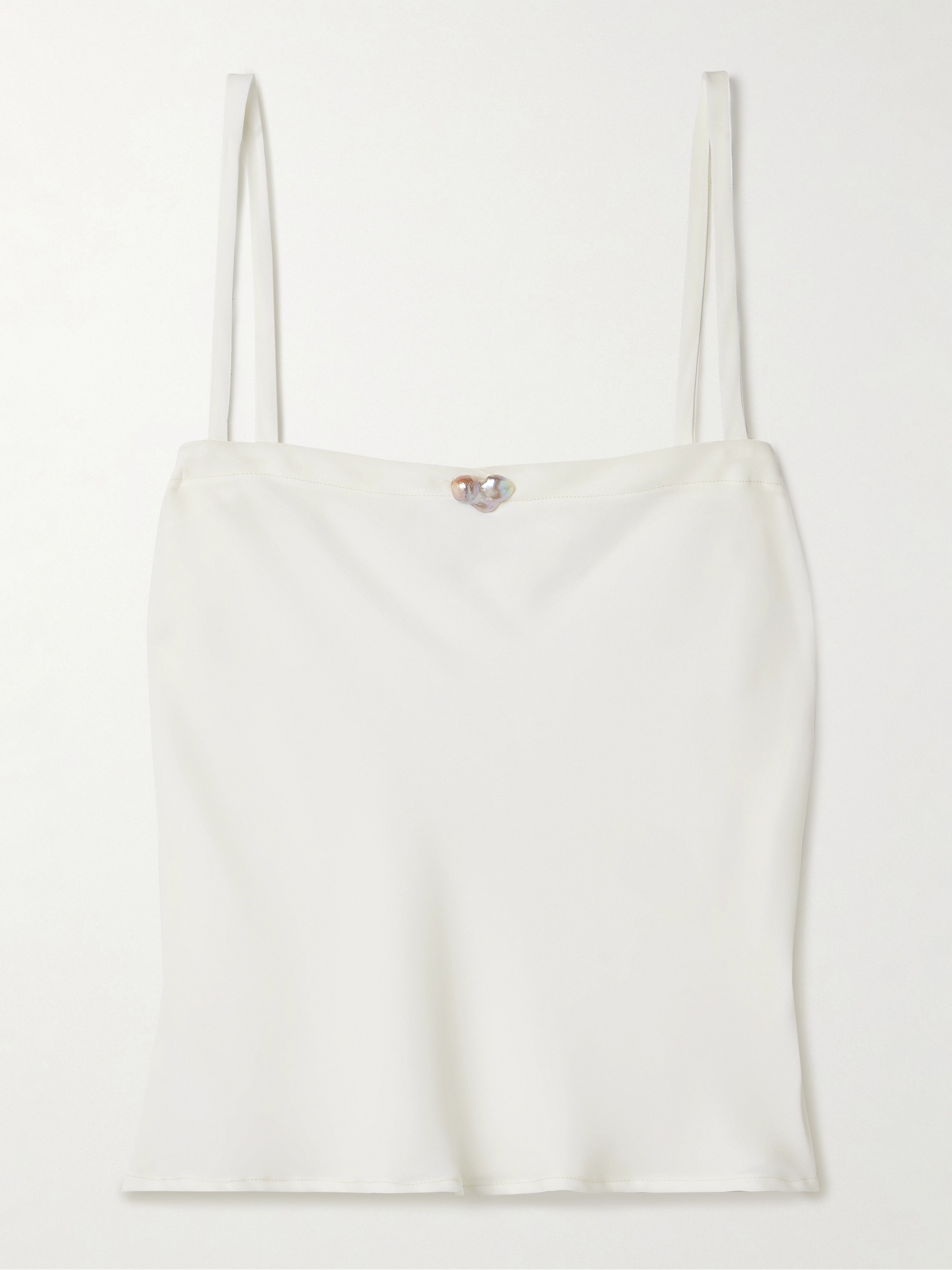 SARA CRISTINA Ola pearl-embellished recycled crepe de chine camisole