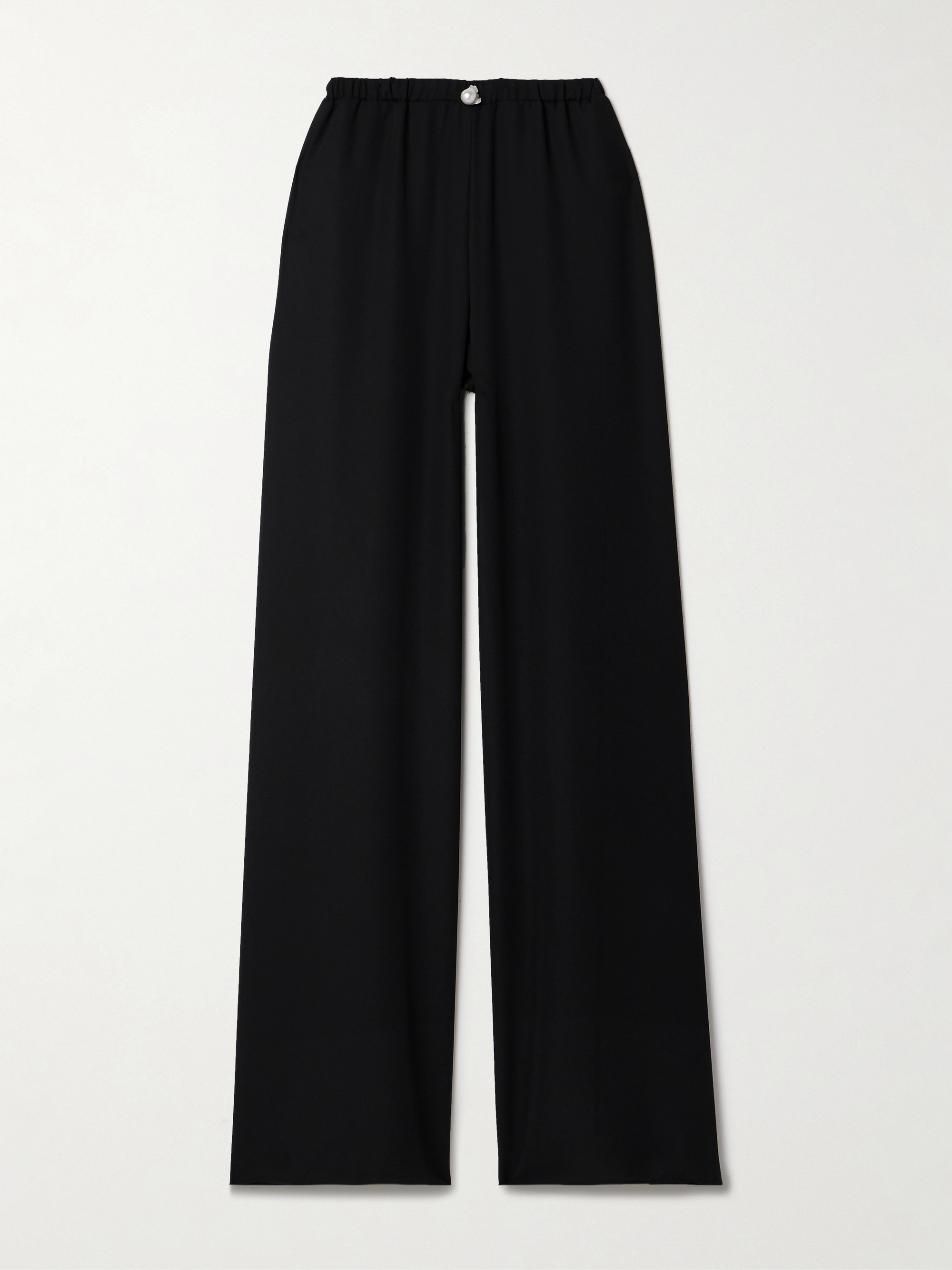SARA CRISTINA Playa pearl-embellished recycled-crepe wide-leg pants thumbnail