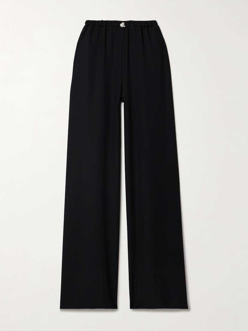 SARA CRISTINA Playa Pearl-embellished Recycled-crepe Wide-leg Pants