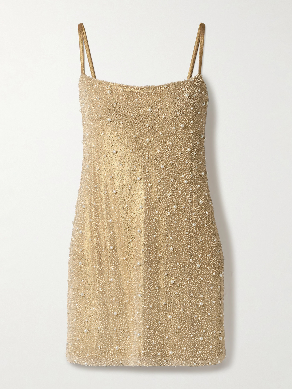 Sara Cristina Mare Embellished Tulle Mini Dress In Gold