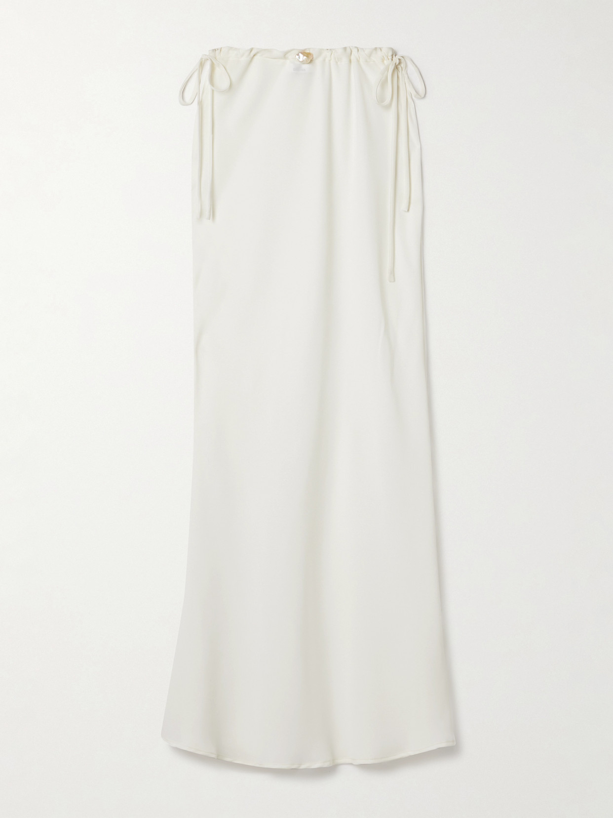 Sara Cristina Ola Pearl-embellished Recycled Crepe De Chine Midi Skirt In White