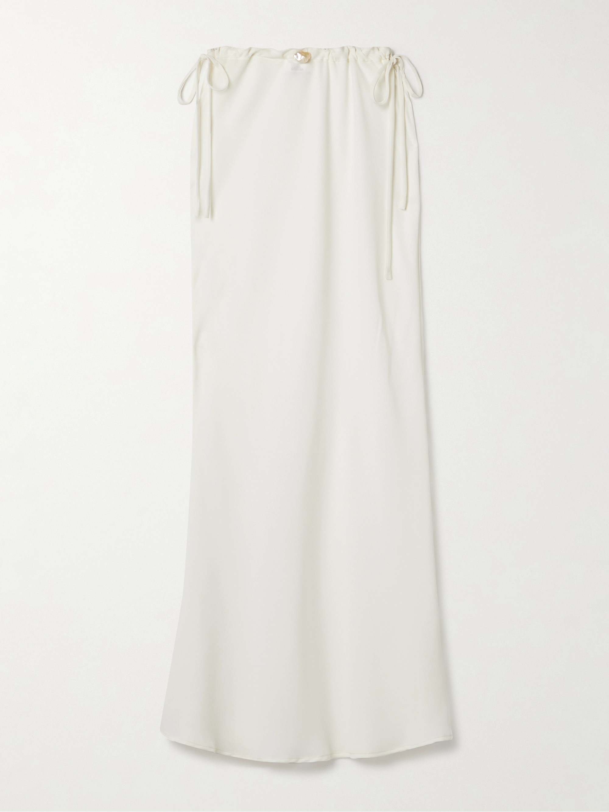 SARA CRISTINA Ola pearl-embellished recycled crepe de chine midi skirt