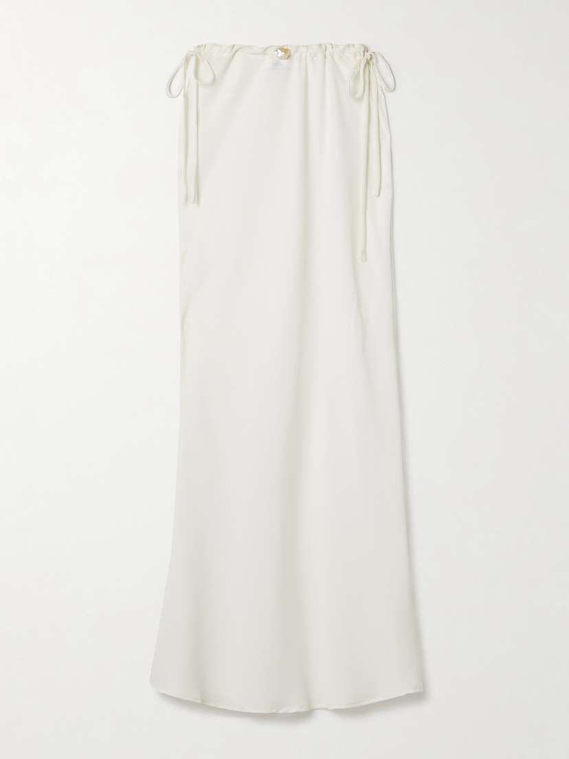 SARA CRISTINA Ola Pearl-embellished Recycled Crepe De Chine Midi Skirt