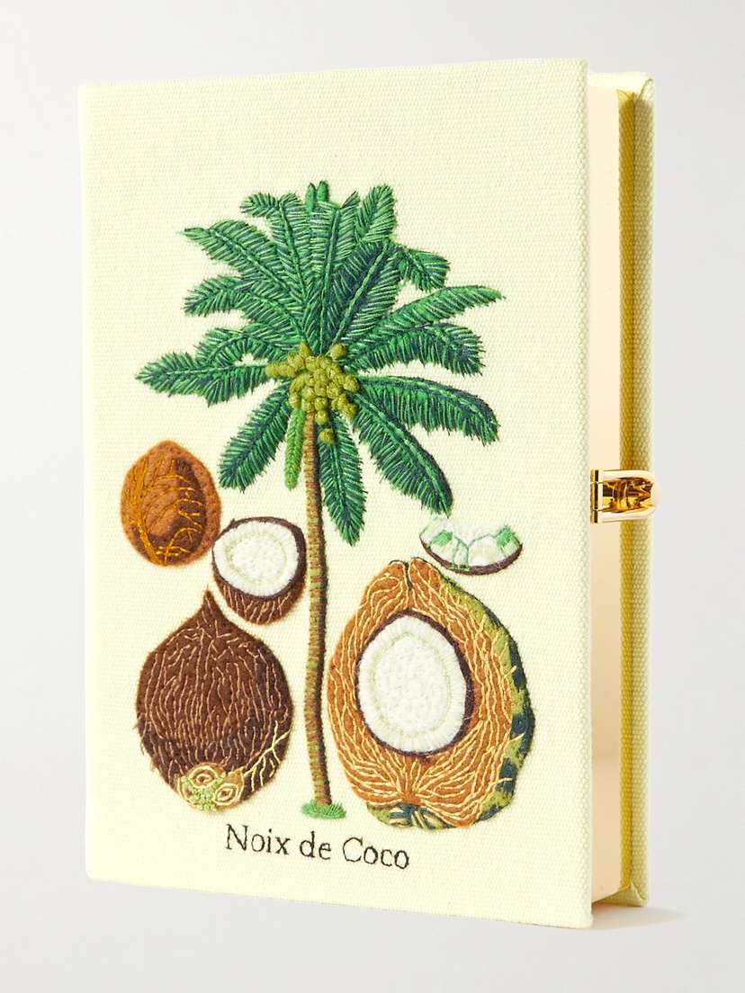 Olympia Le-Tan Noix De Coco Embroidered Appliquéd Canvas Clutch
