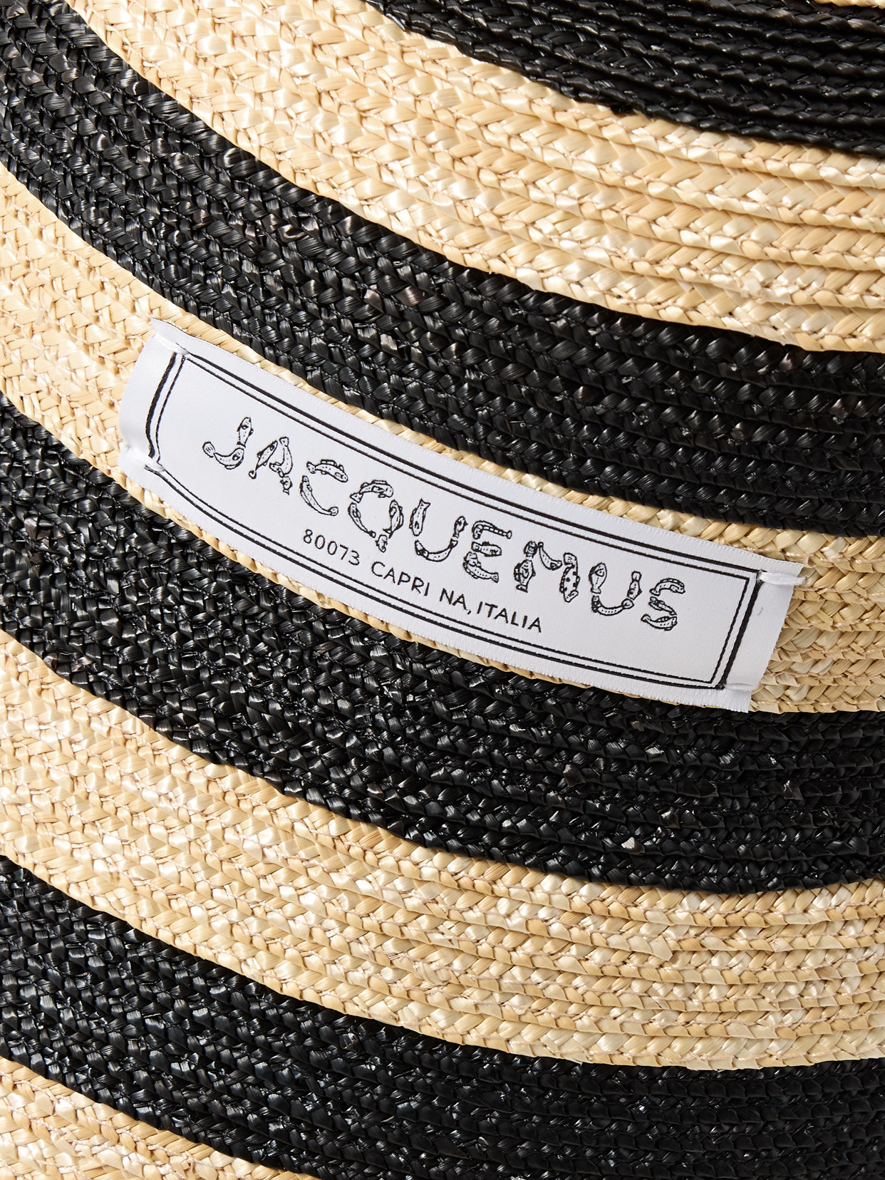 Jacquemus Vela Appliquéd Striped Raffia Bucket Hat In Neutrals