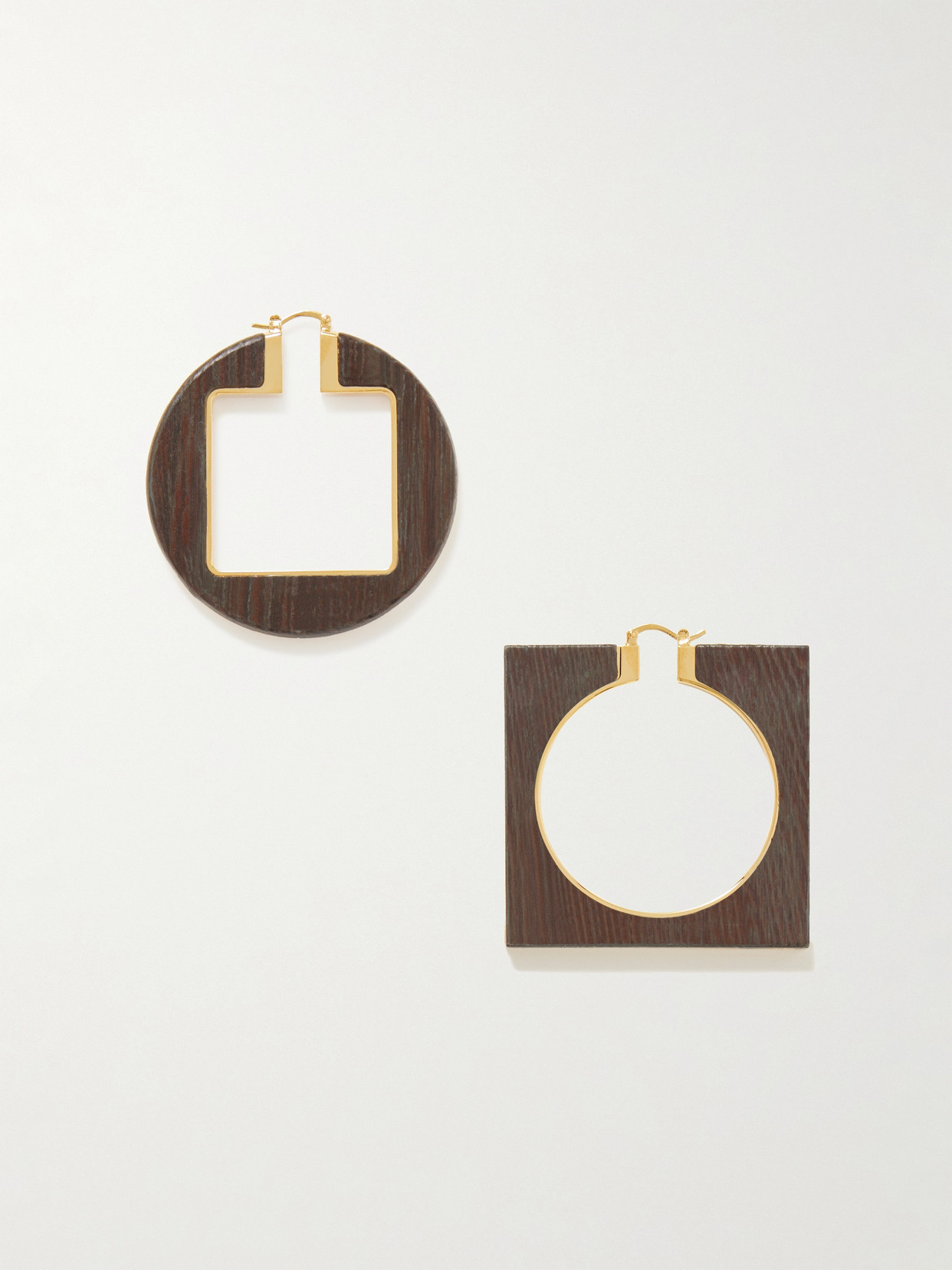 Jacquemus Rond Carré Gold-tone Wood Hoop Earrings
