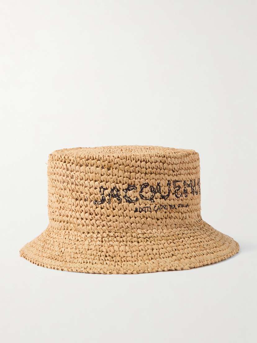 Jacquemus Le Bob Pesco Embroidered Raffia Bucket Hat