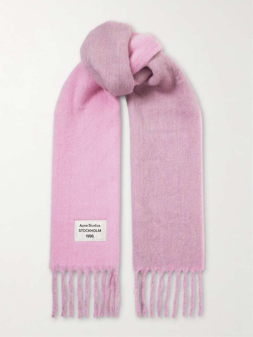 Acne Studios Volly Two-tone Fringed Appliquéd Alpaca-blend Scarf