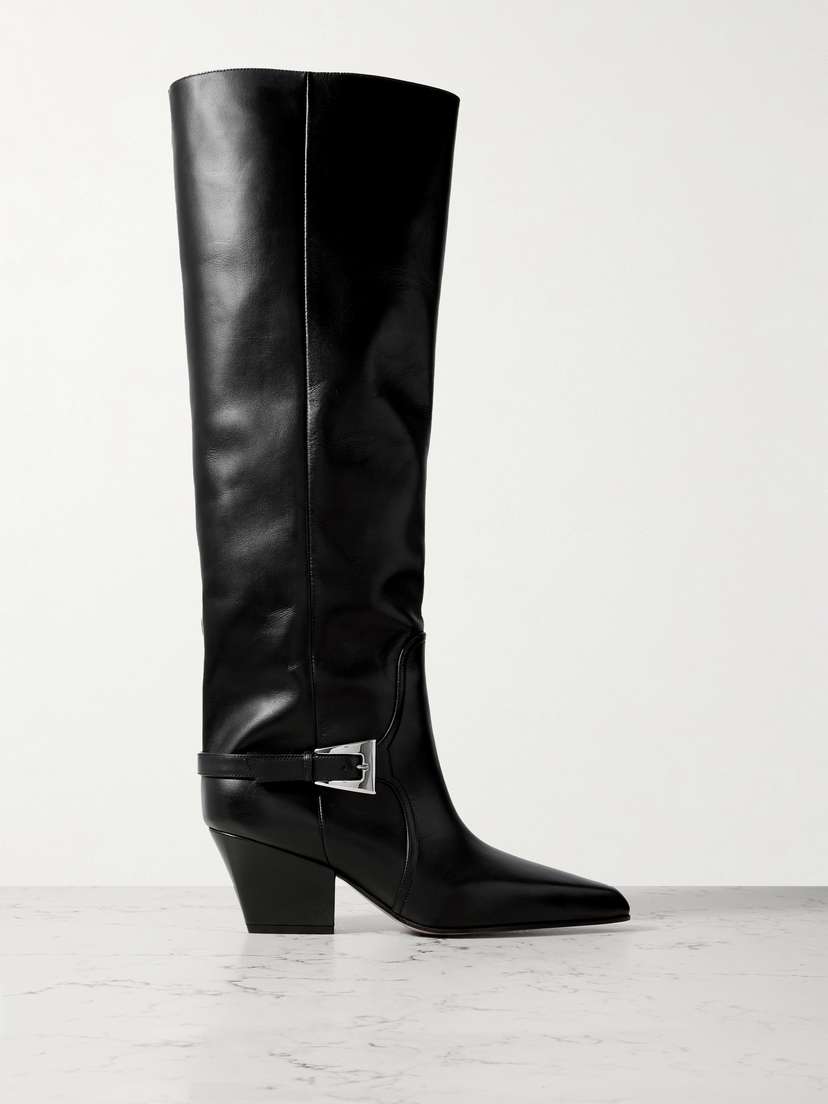 Paris Texas Jane Buckled Leather Knee Boots