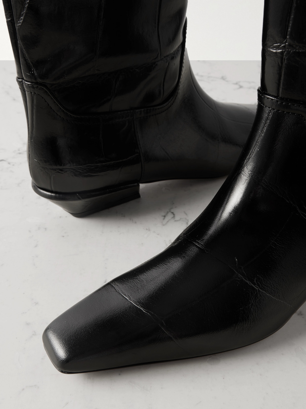 Paris Texas Bettina Croc-effect Leather Boots In Black