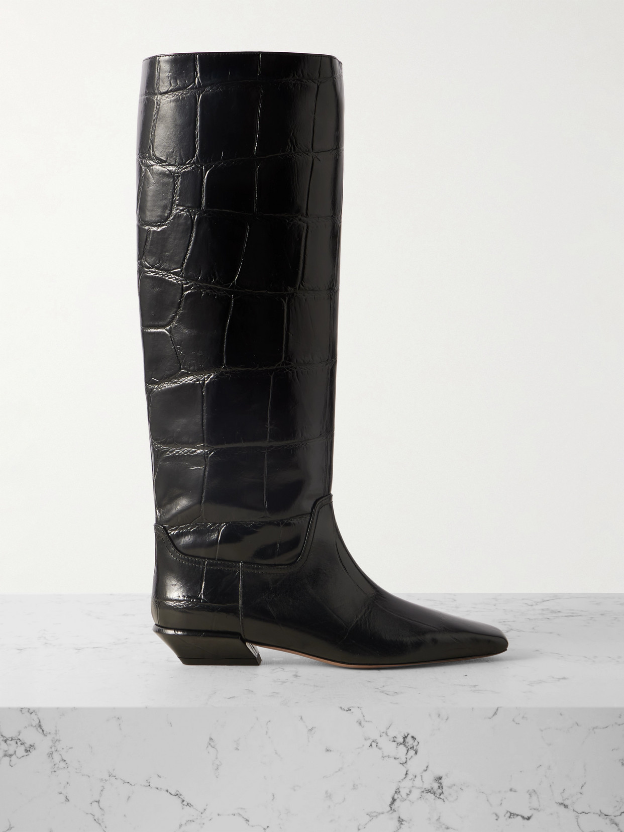 Paris Texas Bettina Croc-effect Leather Boots In Black