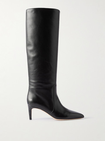 Paris Texas Stiletto 60 croc-effect trimmed leather knee boots