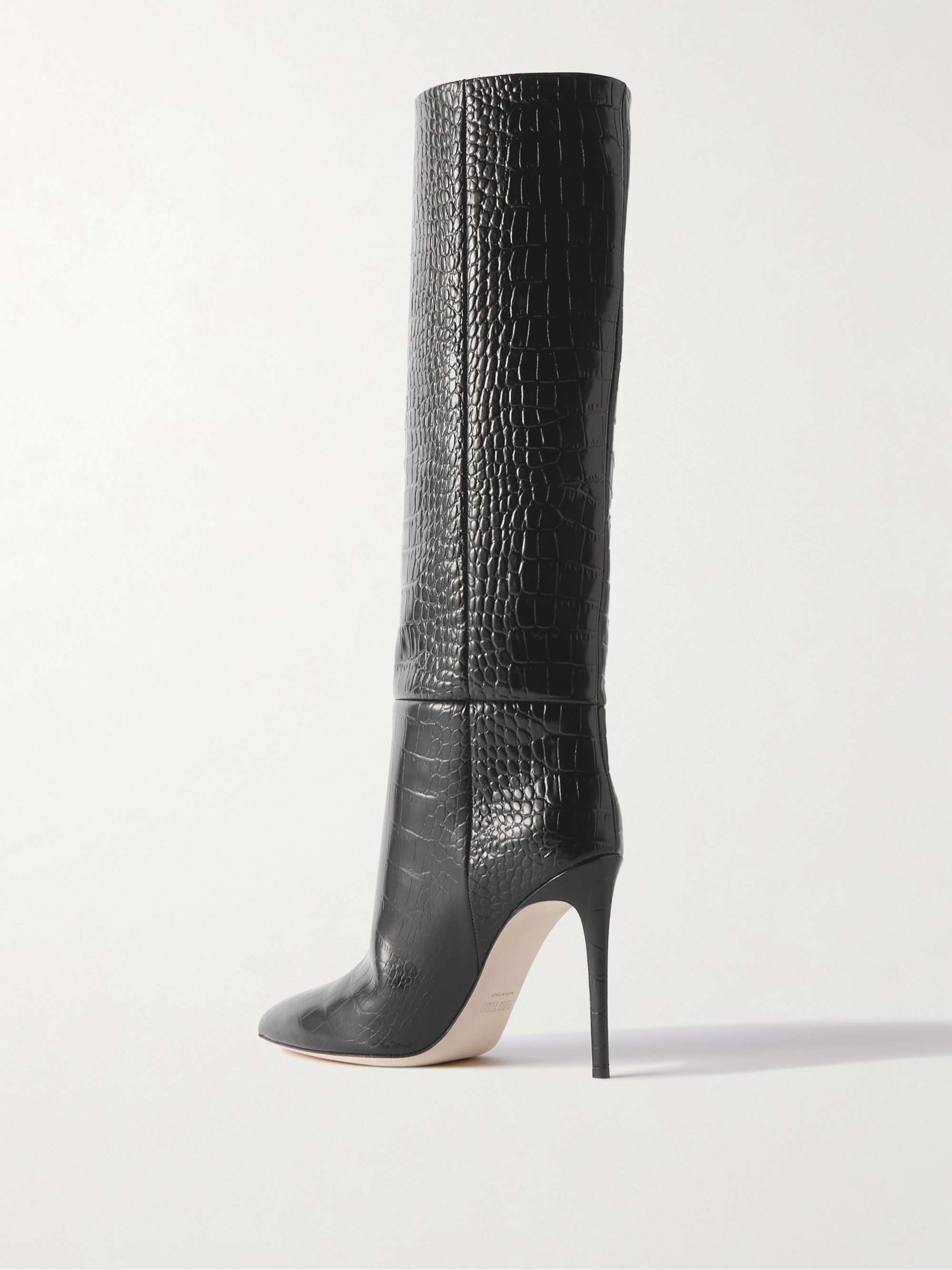 PARIS TEXAS Croc-effect leather knee boots