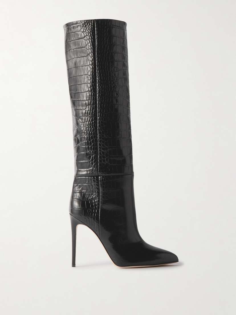 Paris Texas Croc-effect Leather Knee Boots