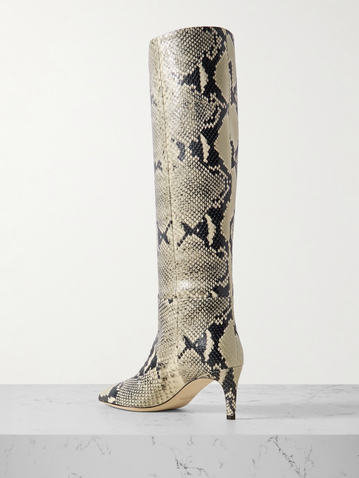 PARIS TEXAS STILETTO SNAKE-EFFECT LEATHER KNEE BOOTS