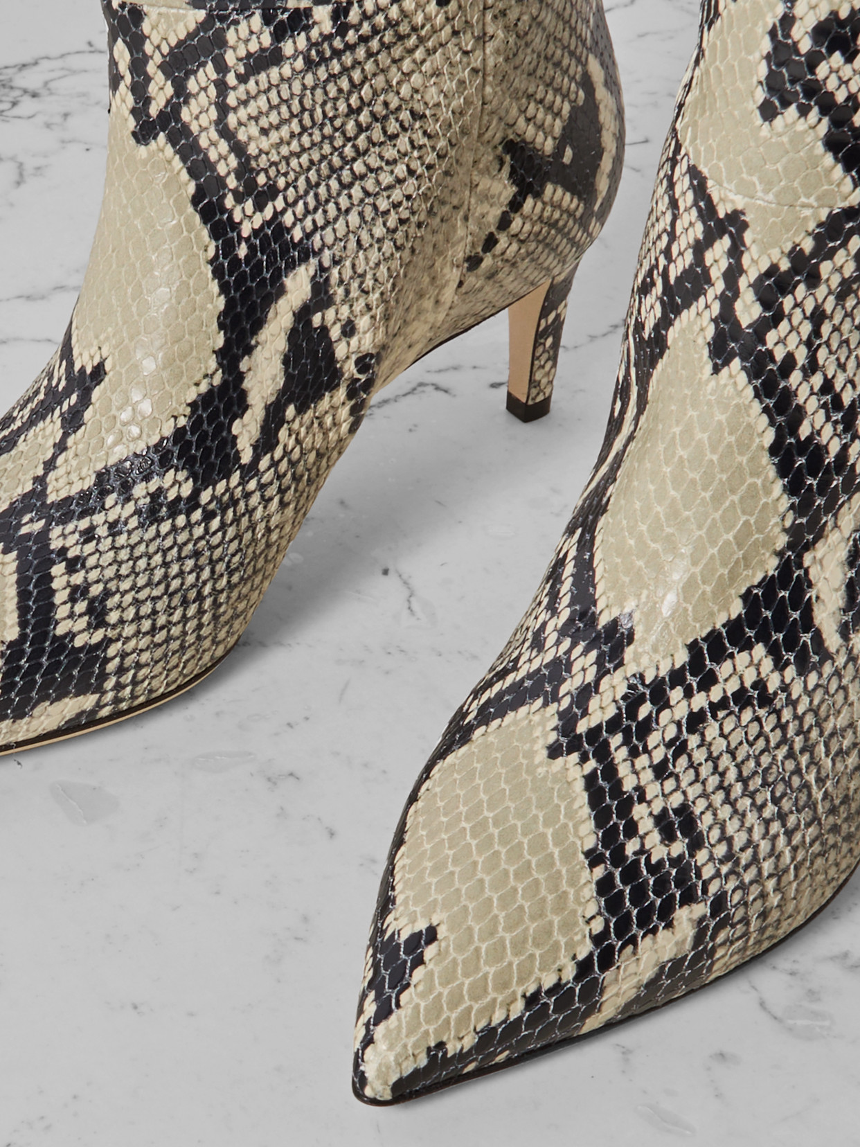 PARIS TEXAS STILETTO SNAKE-EFFECT LEATHER KNEE BOOTS