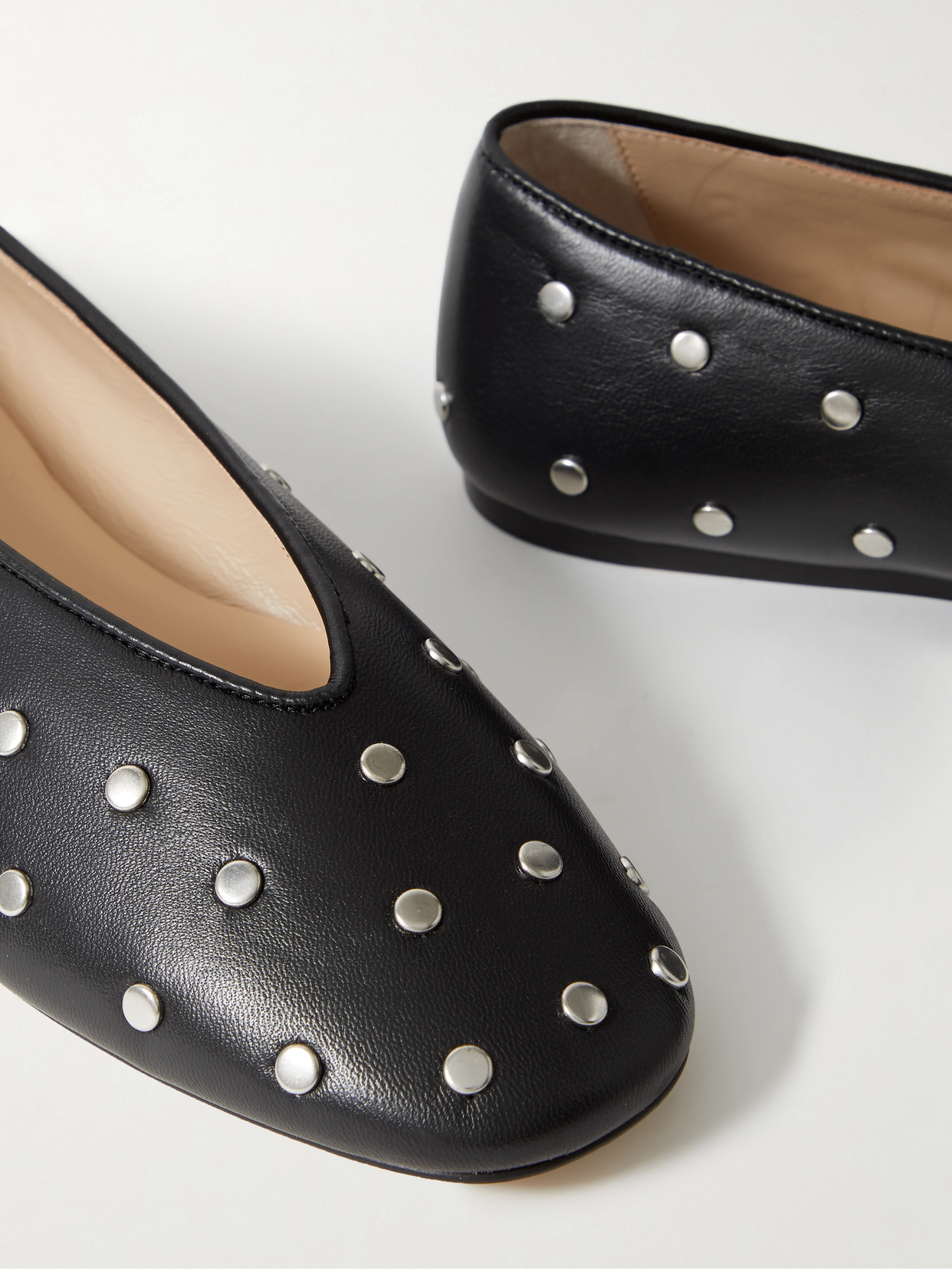 LE MONDE BERYL REGENCY STUDDED LEATHER BALLET FLATS