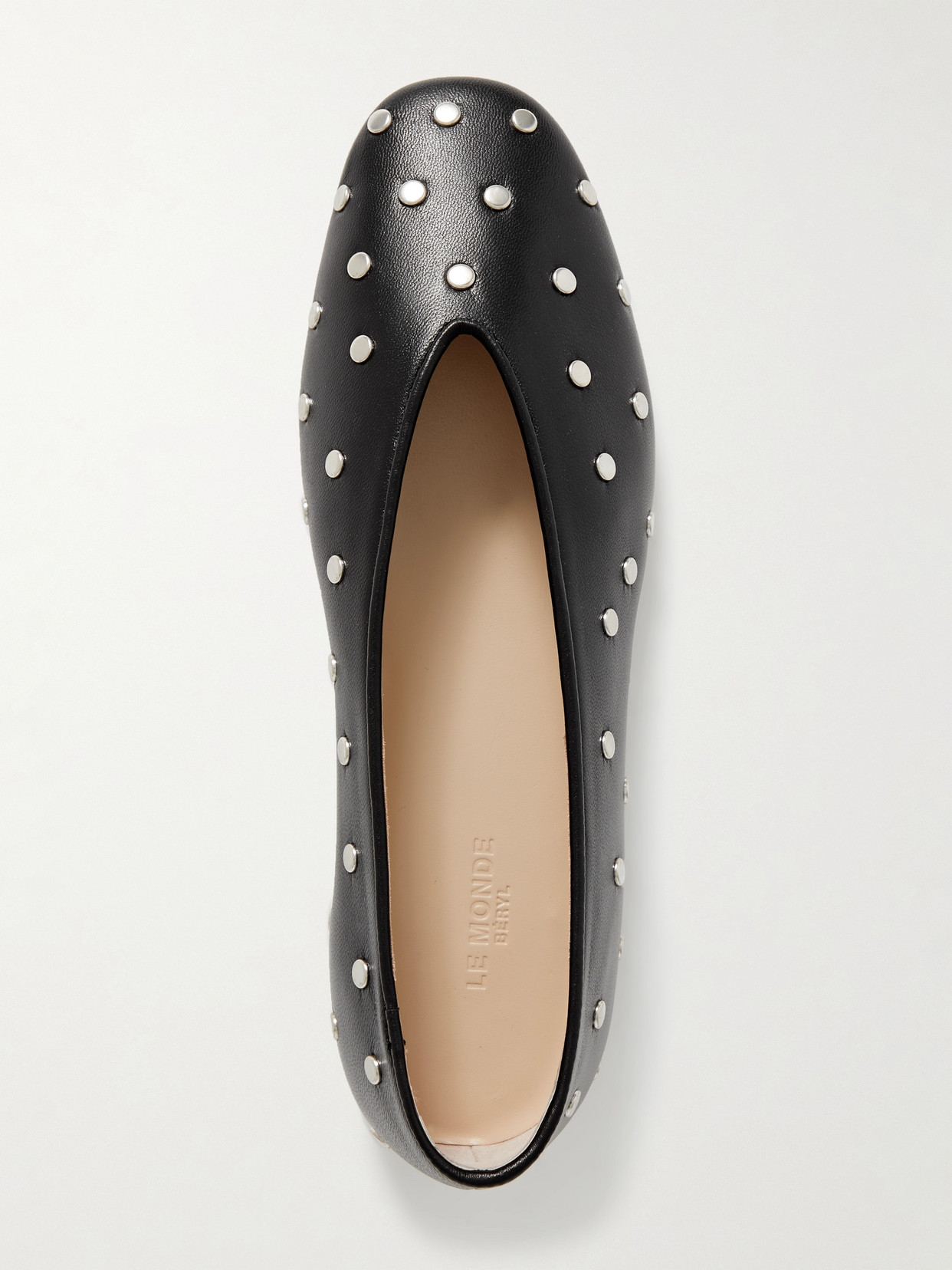 Shop Le Monde Beryl Regency Studded Leather Ballet Flats In Black