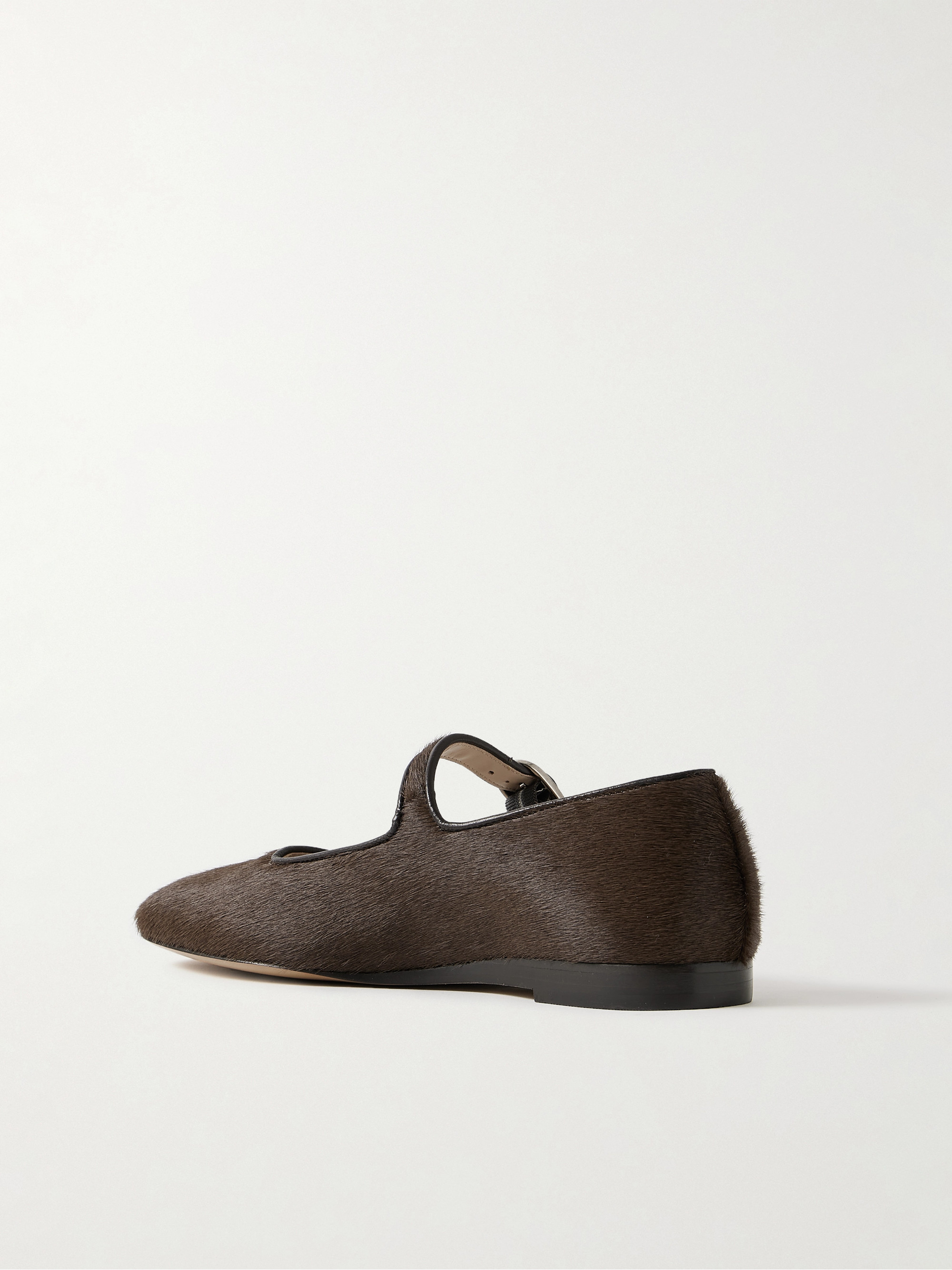 LE MONDE BERYL Leather-trimmed pony hair Mary Jane ballet flats thumbnail