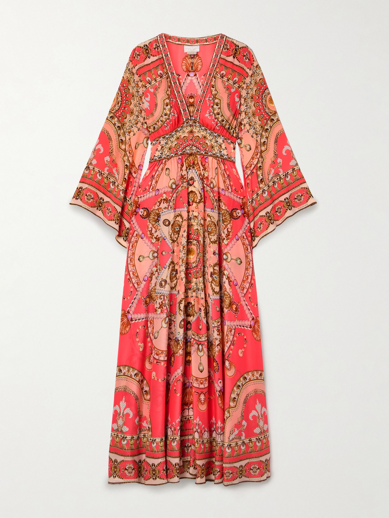 Camilla - Crystal-embellished Printed Silk-crepe Maxi Dress - Pink