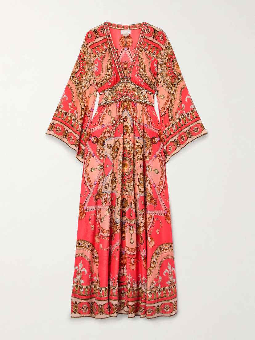 Camilla Crystal-embellished Printed Silk-crepe Maxi Dress
