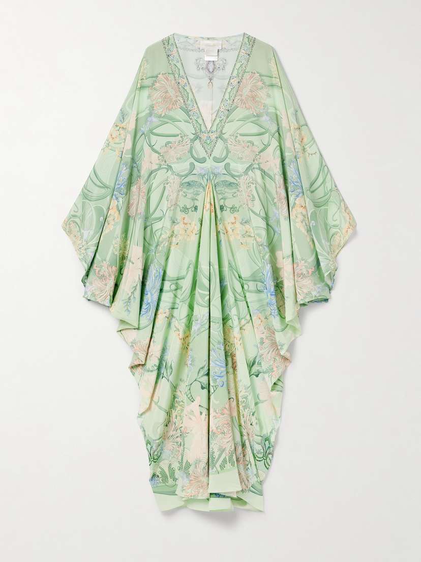 Camilla Crystal-embellished Floral-print Silk-chiffon Kaftan