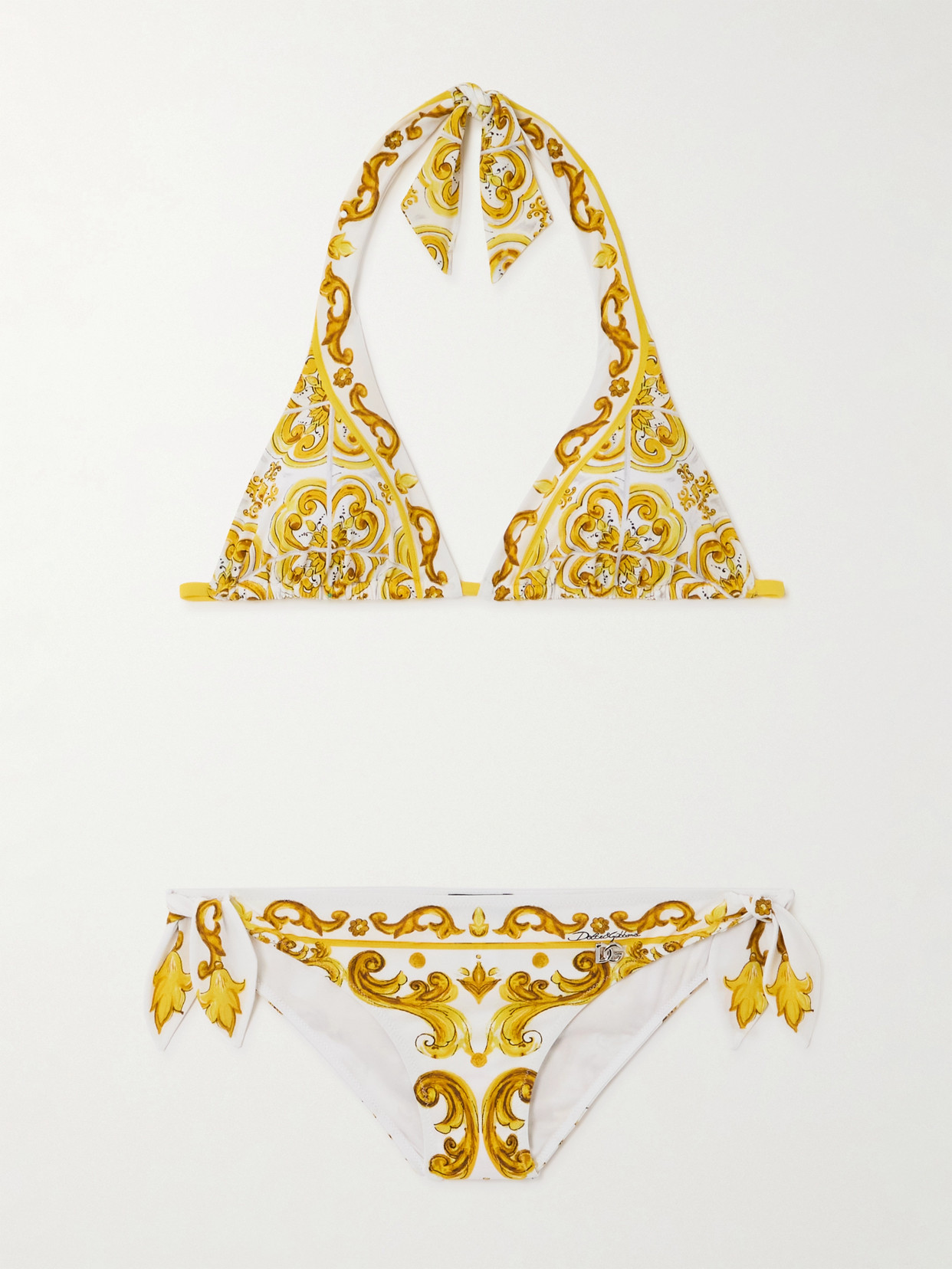 Dolce & Gabbana Maiolica Printed Bikini In Yellow