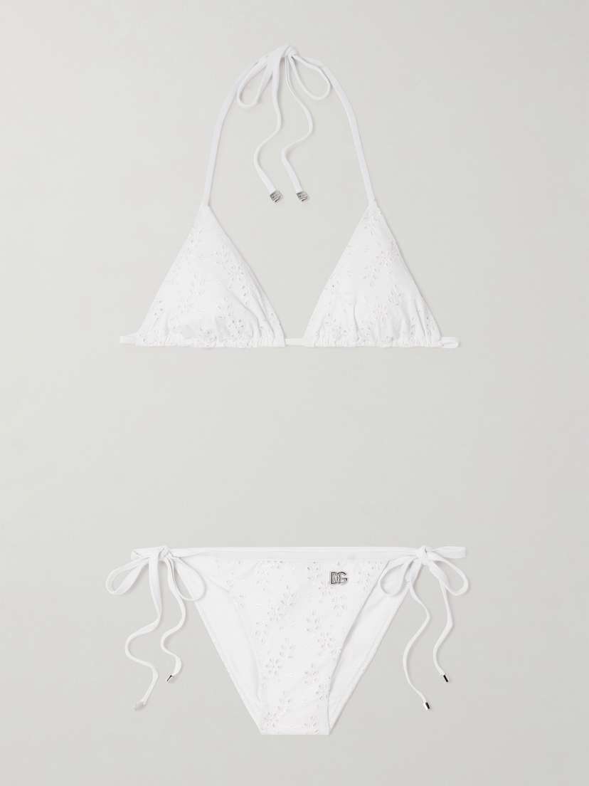 Dolce & Gabbana Broderie Anglaise Halterneck Triangle Bikini