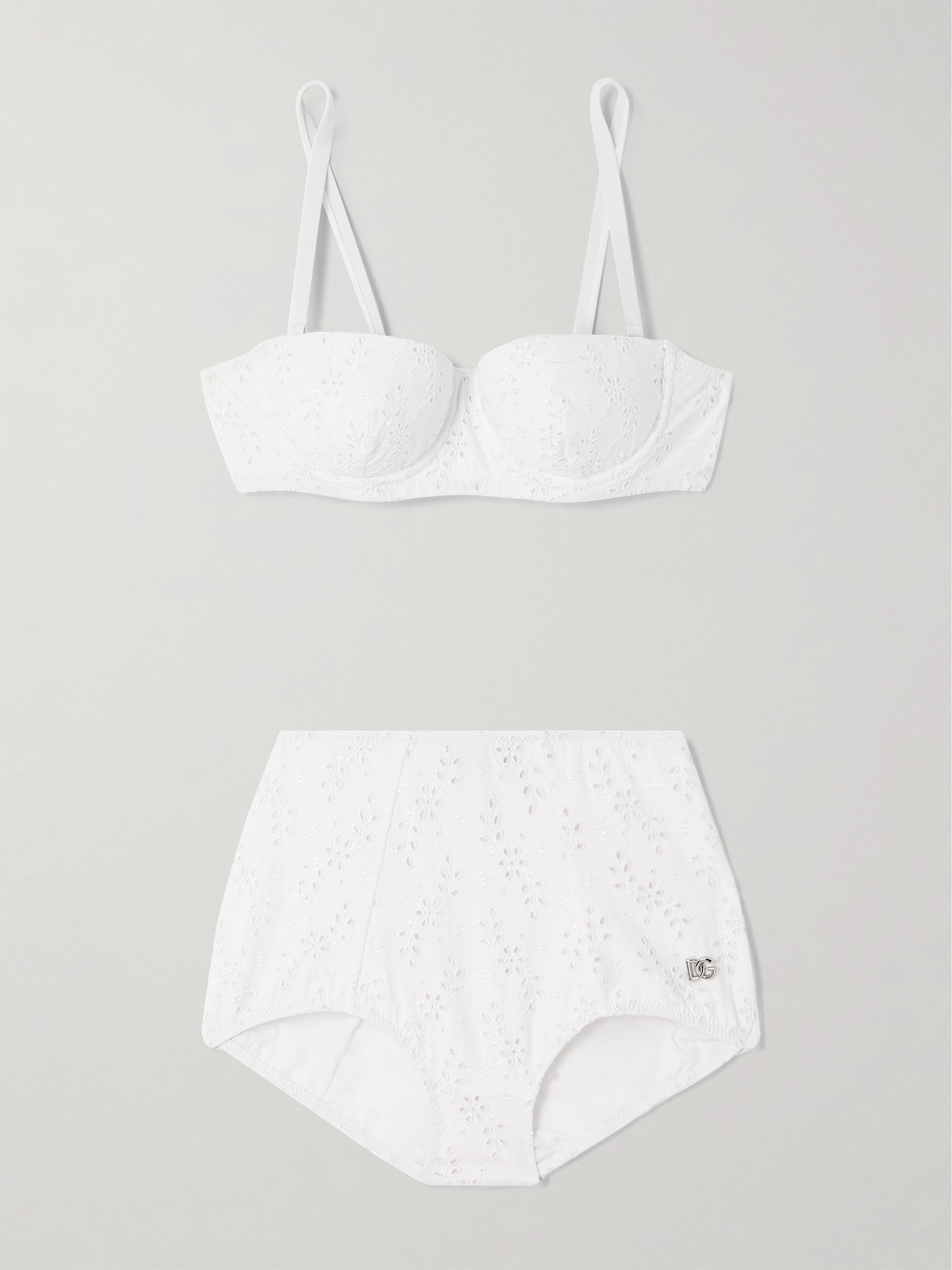 Dolce & Gabbana Broderie Anglaise Underwired Bikini In White