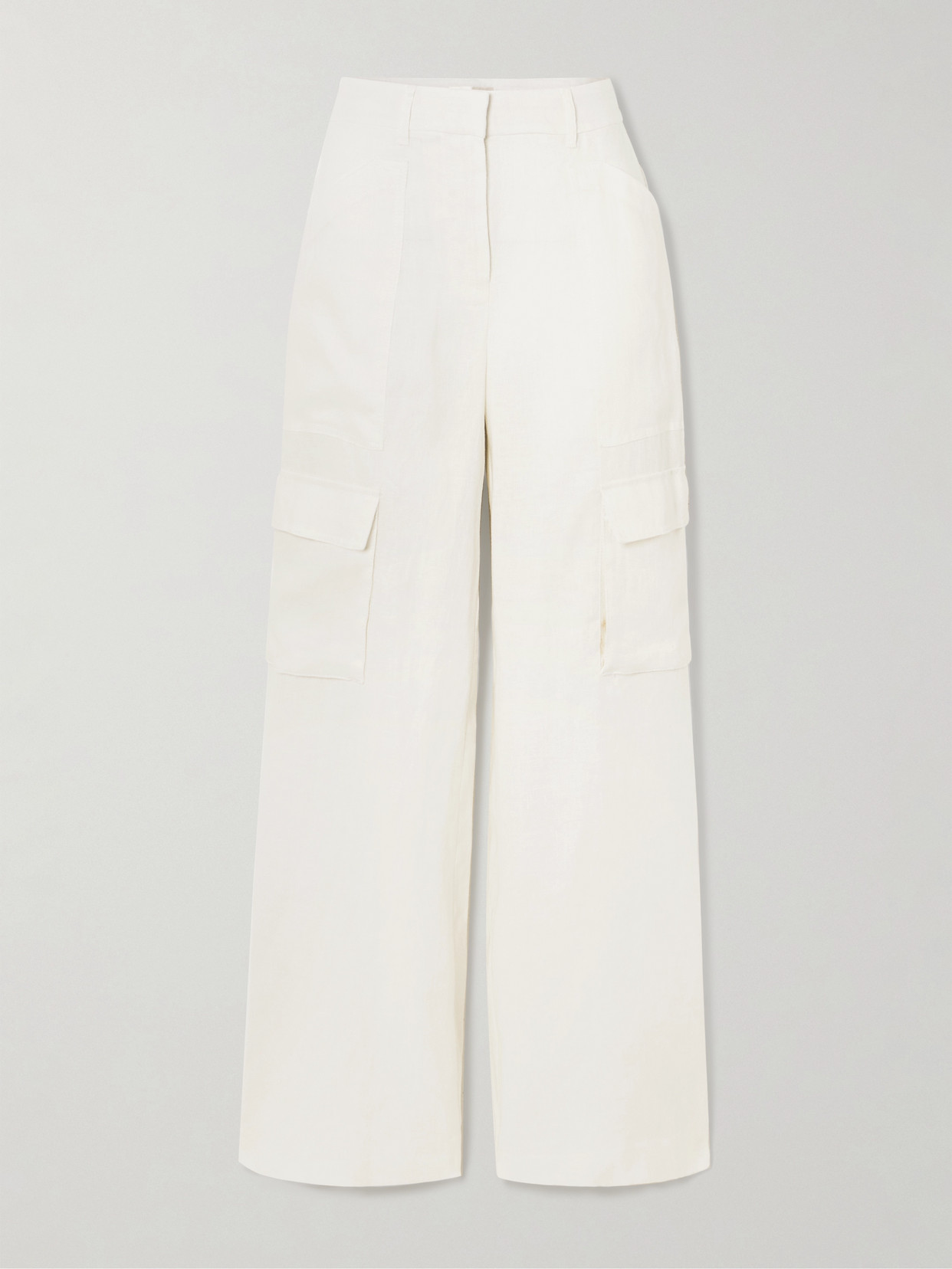 Loveshackfancy Pora Linen Straight-leg Cargo Pants In White