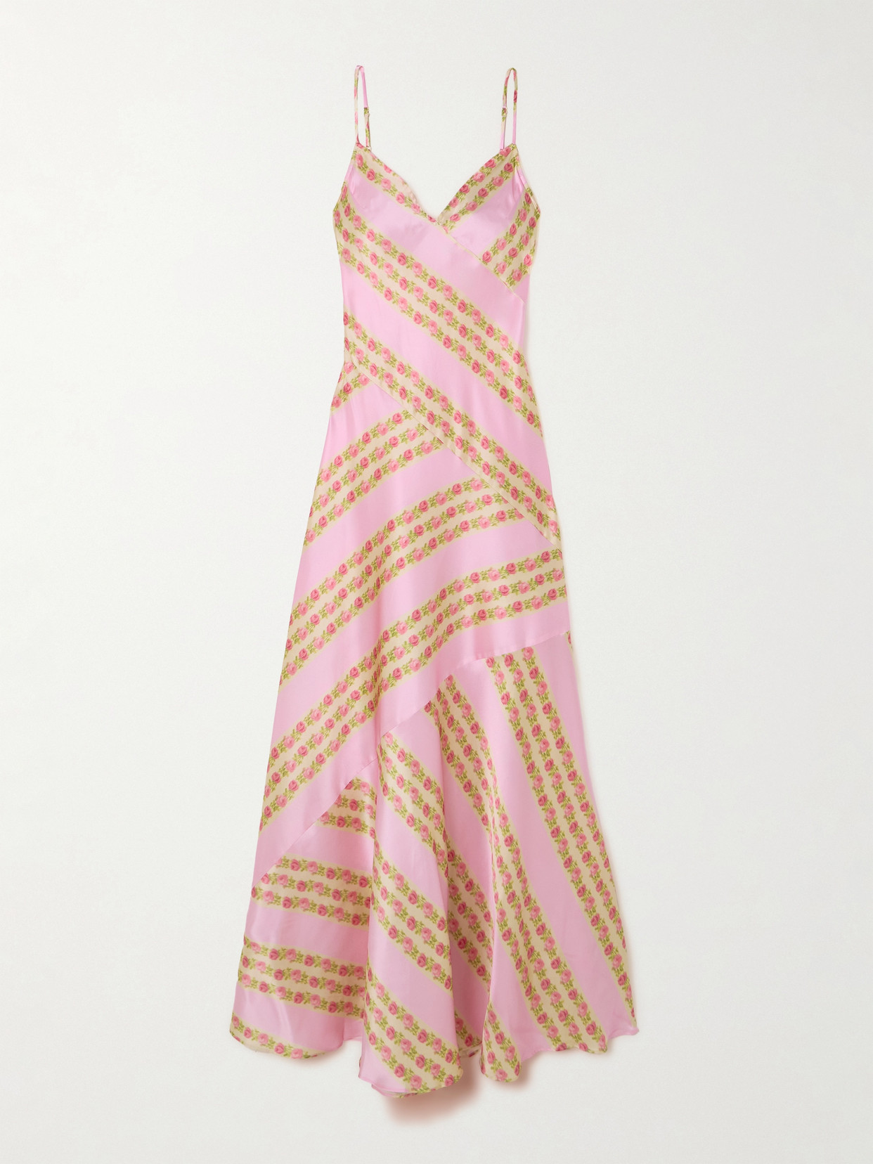 Loveshackfancy Azalea Floral-print Silk-satin Maxi Dress In Pink