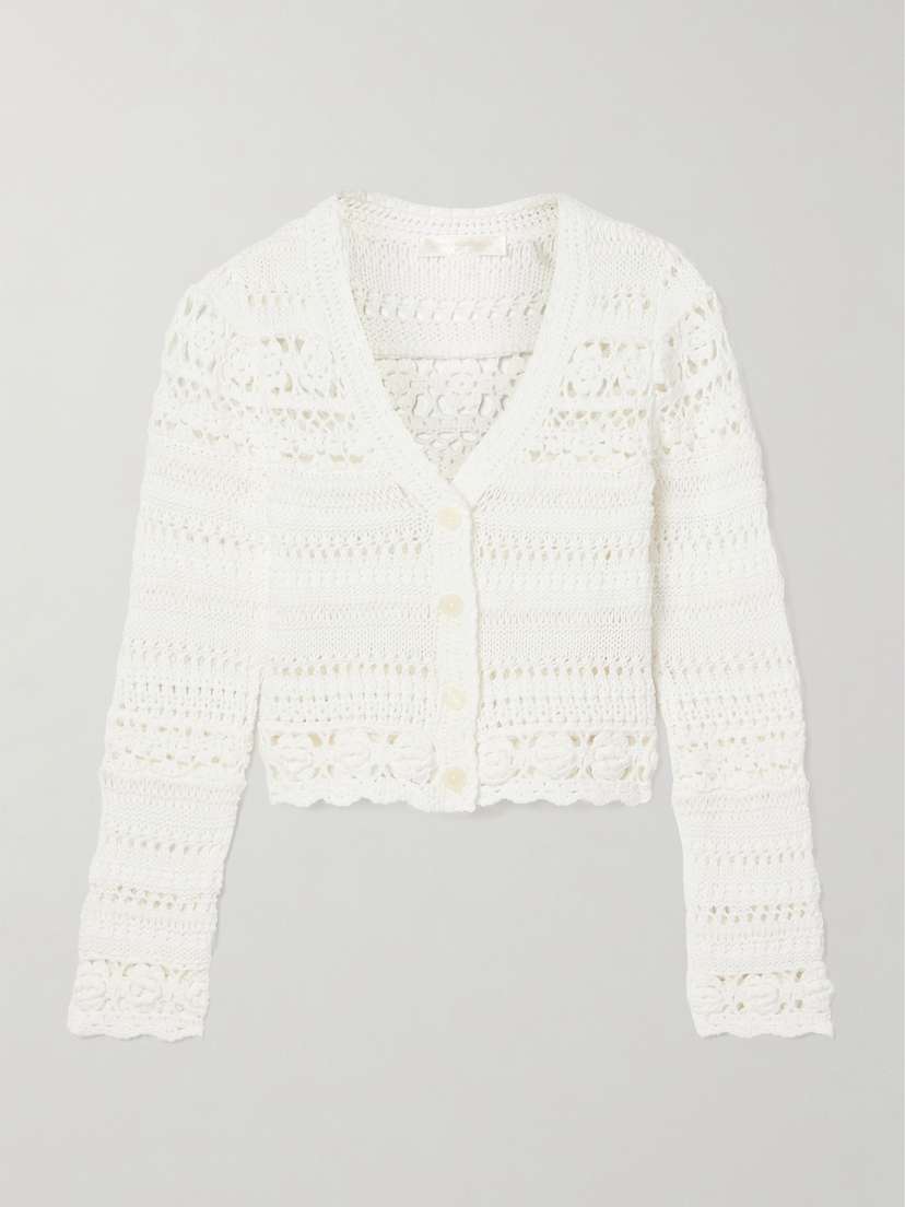 LoveShackFancy Middleton Crocheted Scalloped Cotton-blend Cardigan