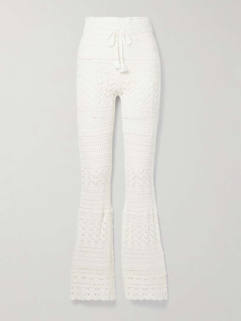 LoveShackFancy Fosta Crocheted Cotton Flared Pants
